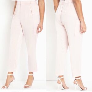 NWT ELOQUII Satin Trousers Oversized Pockets Cargo Straight Leg Plus Size 24 New